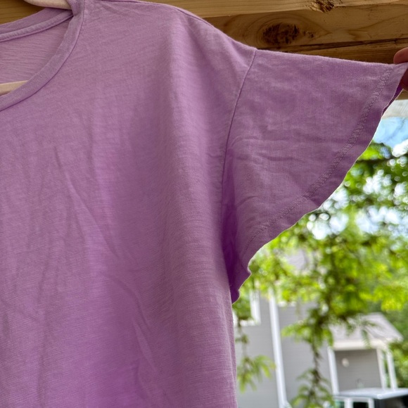 Anthropologie NWT T.La Lilac Lavender Flutter Ruffle Short Sleeve Boxy Crop SM - Picture 11 of 16
